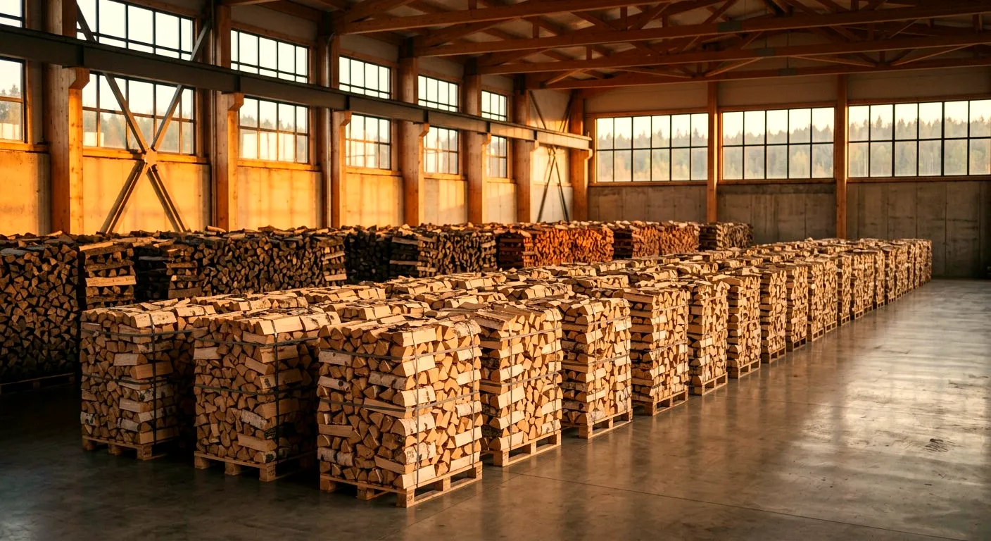 Склад колотых дров в Северном